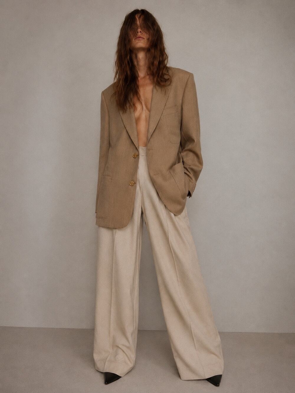 Vintage Christian Dior Oversized Blazer Suit Jacket Tan Designer Logo Medium